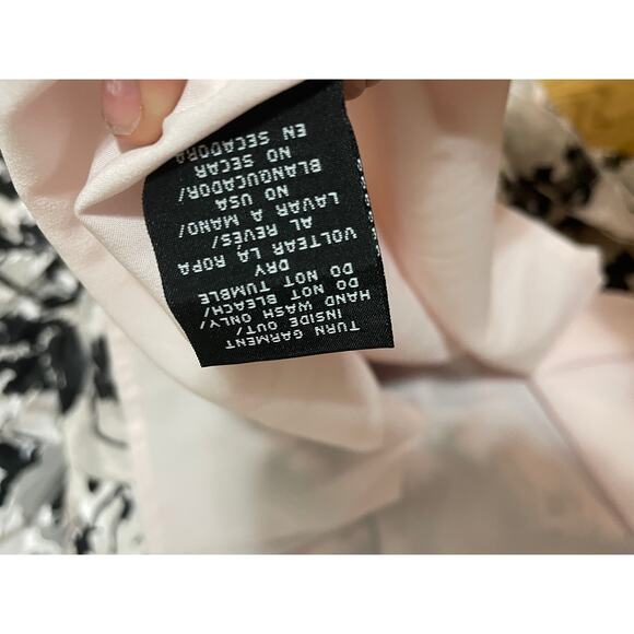 Maree Pour Toi Sheer Pink Black White Floral Burnout Collared Shirt Dress Sz 26 - Picture 4 of 5